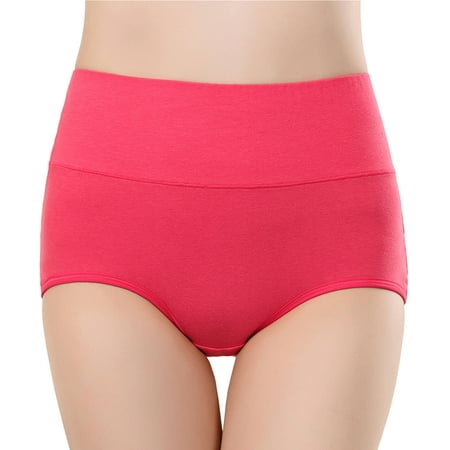 

HEVIRGO Women Underpants Bouncy High Waist Solid Color Soft Tummy Control Anti-septic Intimate Slimming Lady Panties for Inner Wear