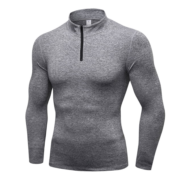 Yuyuzo Sweatshirts for Men 1/4 Zip Long Sleeve Slim Fitted Pullover Solid Color Quick Drying Winter Tops