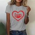 thumbnail image 2 of VKOYWKM Women's Valentine's Day T Shirts Love Heart Print Tees Short Sleeve Casual Crew Neck Holiday T Shirts Classic Romantic Valentine Cute Clothes, 2 of 6