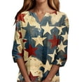 thumbnail image 7 of ADSSDQ 3/4 Length Sleeve Womens Tops 4th of July Button Down Shirts for Women Summer Top 2025 Patriotic American Flag Stars Stripes Graphic Tees Vermilion S, 7 of 7