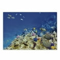 thumbnail image 1 of Ocean Cutting Board, Underwater Life Wilderness Caribbean Ocean Vacation in Tropics Seascape Theme Image, Decorative Tempered Glass Cutting and Serving Board, Small Size, Blue Beige, by Ambesonne, 1 of 1