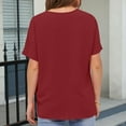 thumbnail image 4 of Stylish Olyvenn Women's Oversized T Shirts Short Sleeve V Neck Summer Tops Casual Loose Fit Textured Blouses Trendy Tee Shirt Wine XL, 4 of 7