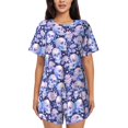 thumbnail image 1 of Xecao Skull star crystal Pattern Women's Short Sleeve Pajama Set Soft Sleepwear Lounge Set with Button Front Top and Drawstring Shorts with Pockets-X-Large, 1 of 6