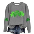 thumbnail image 3 of AherBiu Chandails en Molleton de la Saint-Patrick pour Femmes Col Rond Manches Longues Imprimé Trèfle Doublé en Polaire Vêtements de Printemps, 3 of 4