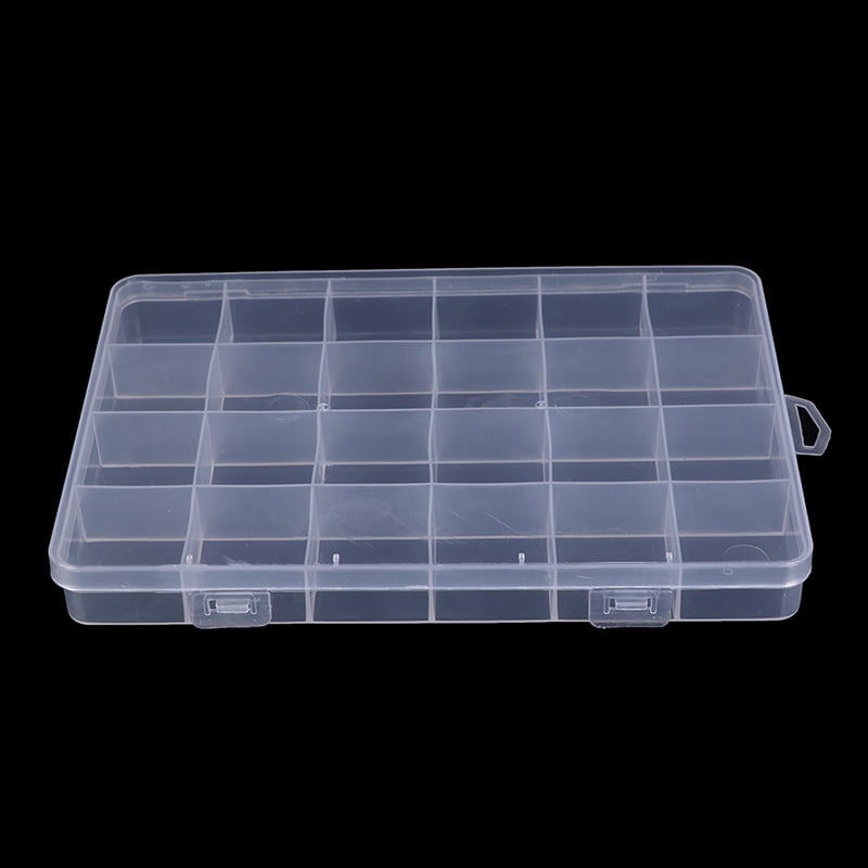 24 Compartments Plastic Case Jewelry Bead Storage Container Craft Organizer 