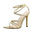 thumbnail image 5 of AOOCHASLIY Women Sandal Clothes Summer Cross Soft-up Shoes Golden Shiny Sexy Stilettos Fashion Women's High Heels Sandals, 5 of 9