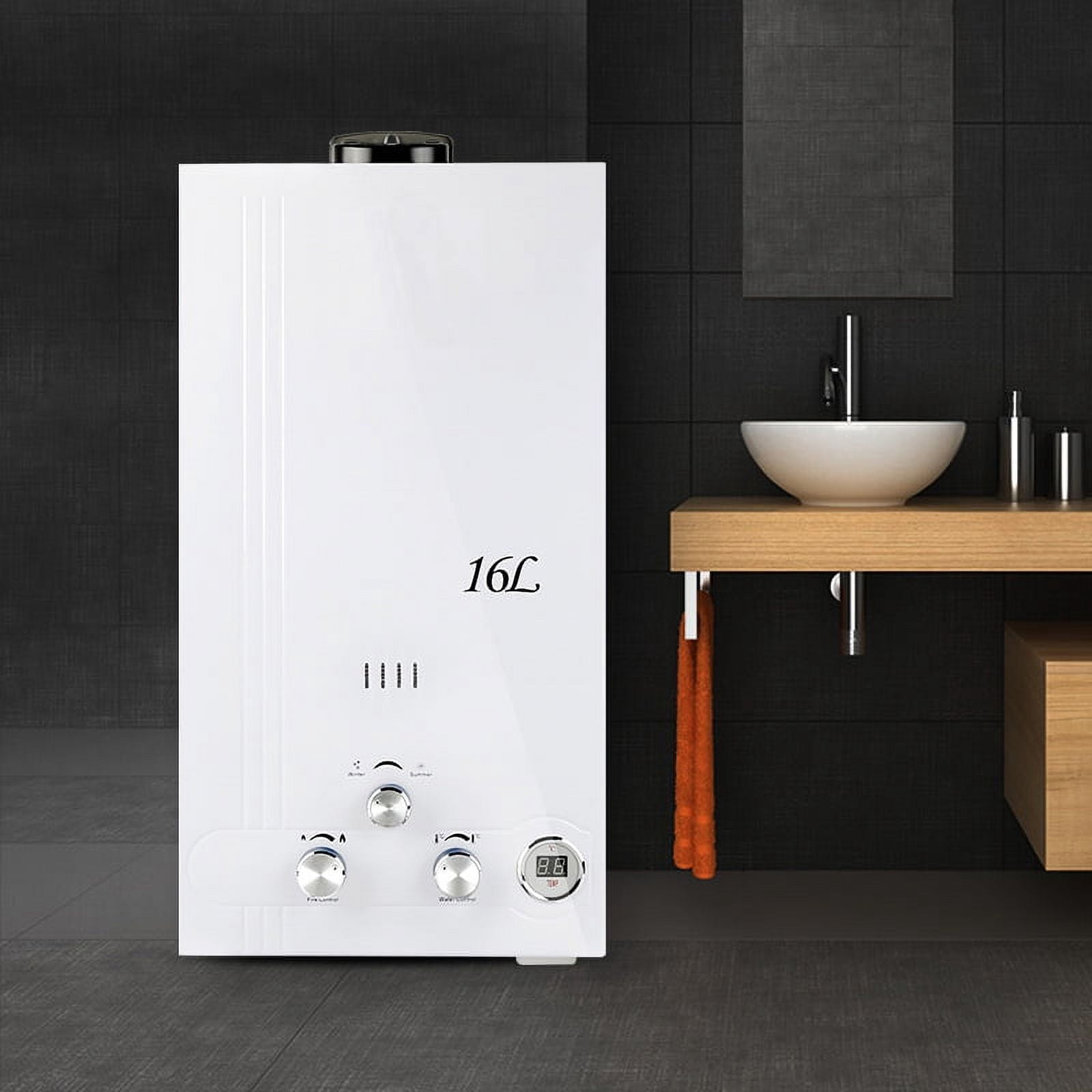 TCMT 16L Natural Gas Tankless Water Heater 4.2 GPM NG Instant Hot Boiler with Digital Display
