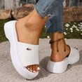 thumbnail image 6 of Rokment Women's Platform Chunky Backless Sandals 2026 Trendy Leather Chunky Wedge Mid Heels Slip on Slides Comfortable Casual Walking Slippers for Indoor Outdoor White Size 7, 6 of 8
