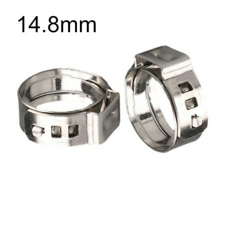 

25pcs Stainless Steel Hose Clamps Single Ear Stepless for Sealing Various Hoses 14.8MM