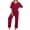 06-Wine Red, variant on Lounge Sets for Women Knit Short Sleeve V-neck Tops and Long Pants Soft Comfy Pajamas Set Oversized 2 Piece Outfits