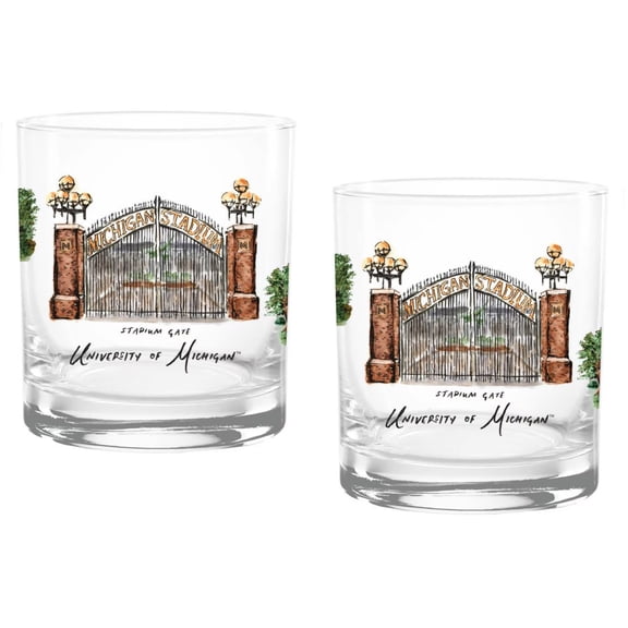 Michigan Wolverines 16oz. Laura Wilcox University Hall Two-Piece Rocks Glass Set