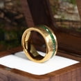 thumbnail image 3 of Hammered Emerald Tungsten Ring Mens Wedding Ring Promise 8mm Ring, 3 of 6