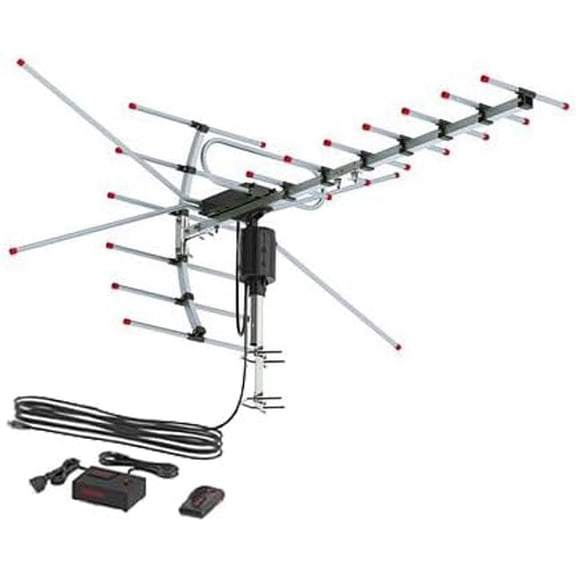 Outdoor HD TV Antenna, 360°Rotation UV 45-230MHz/470-860MHz 15-22dB Outdoorn Antenna Black