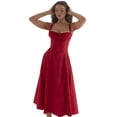 thumbnail image 2 of Vestido Maxi Sin Tirantes con Abertura Alta para Mujer, Fruncido, Sin Mangas, Ajustado, para Fiesta y Cóctel. Rojo M, 2 of 10