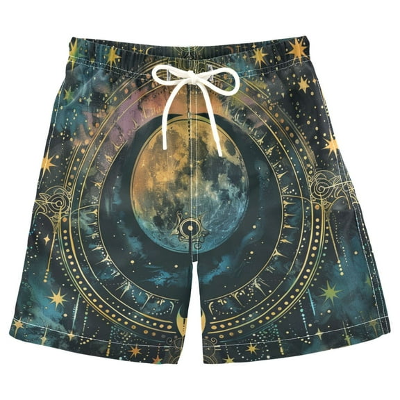 joogoo Kids Boys Swim Trunks Bohomia Moon and Star Magical Beach Board Shorts Drawstring Swimsuit Kid Teen L