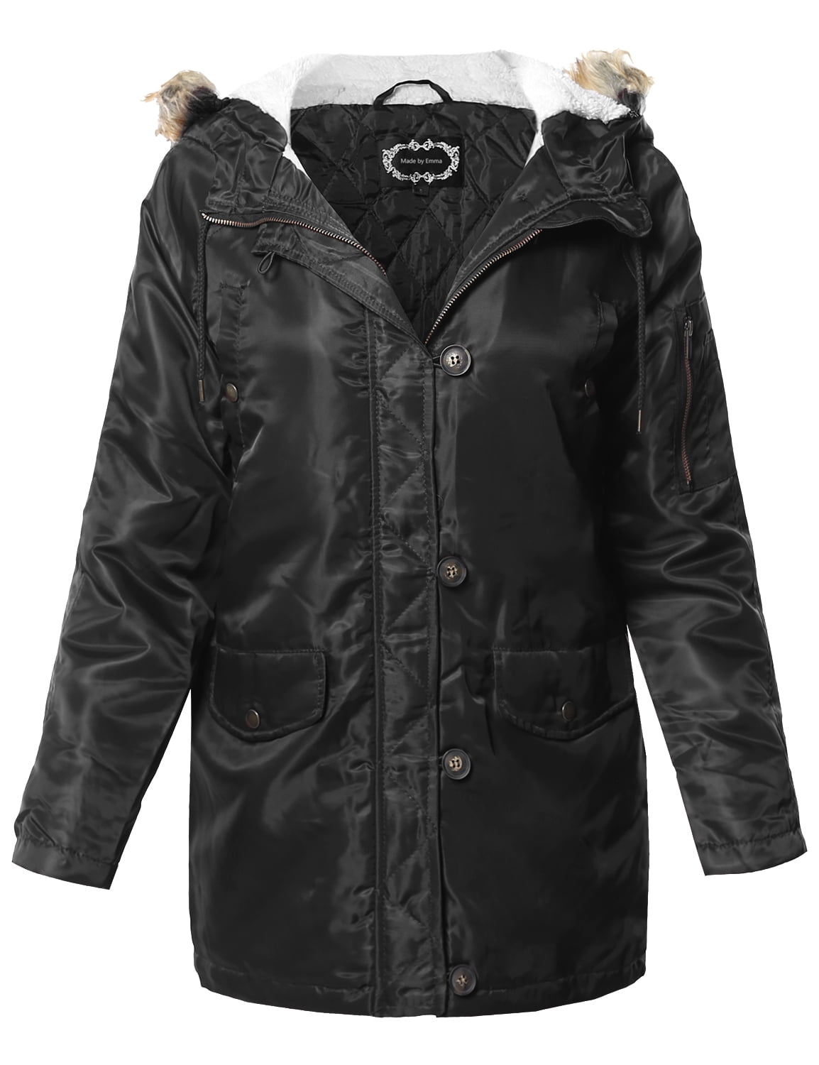 FashionOutfit Women's Military Raglan Long Sleeve Zipper & Button Loop Closure Hooded... by