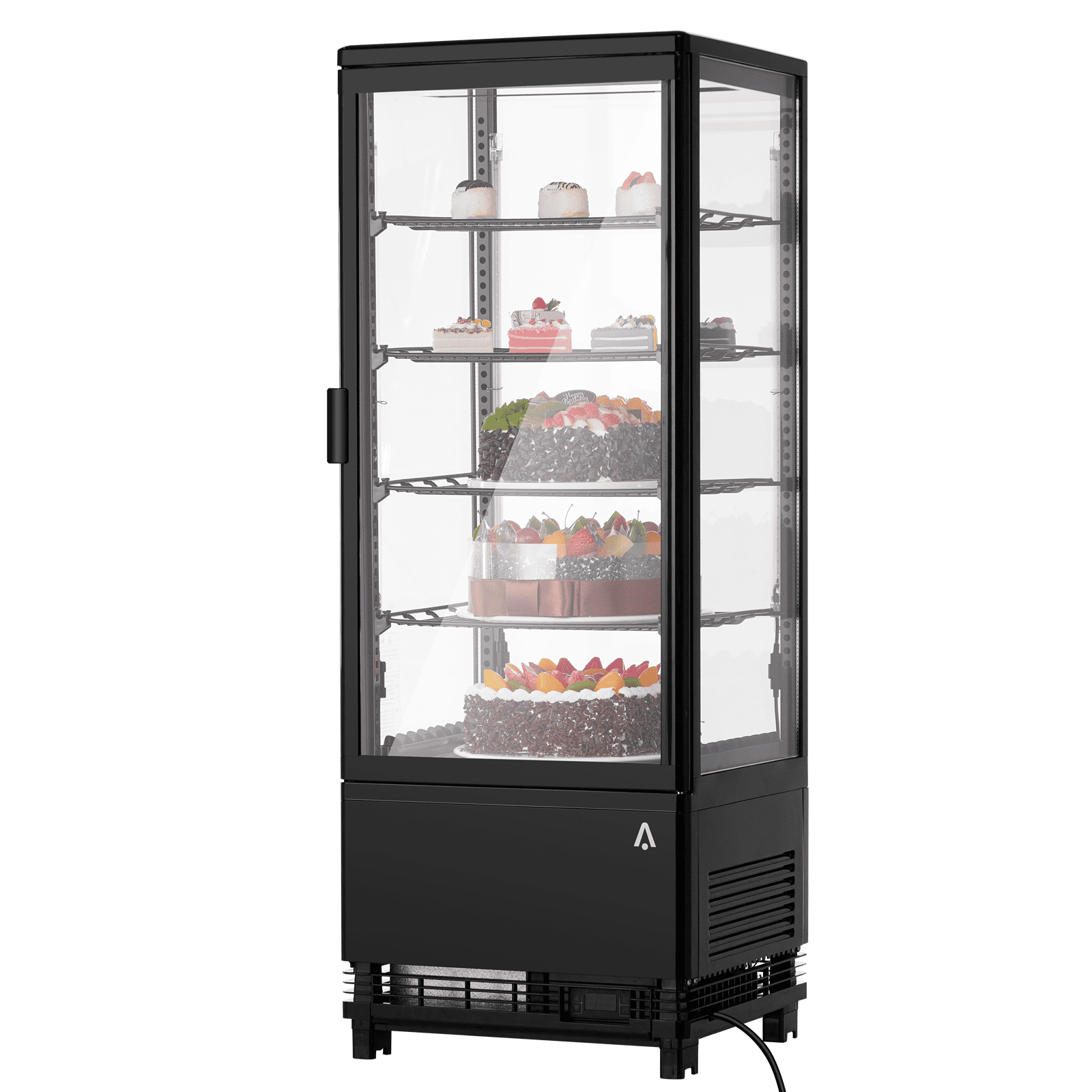 Refrigerated Display Case, 3.5 Cu.Ft, Countertop Pastry Display Case Commercial Display Refrigerator with LED Lighting, Frost-Free Air-Cooling, Locked Door for Bakery