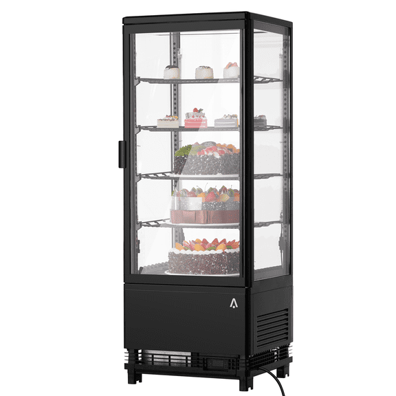 Garvee Commercial Refrigerator Display Case for Bakery,3.5Cu.ft Pastry Display Case with LED Lighting,Double-Layered Glass,110V,Black