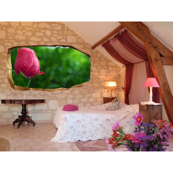 Startonight 3D Mural Wall Art Photo Decor Beautiful Rose Amazing Dual View Surprise Wall Mural Wallpaper for Bedroom Flowers Wall Paper Art Gift Large 47.24 ‘’ By 86.61 ‘’