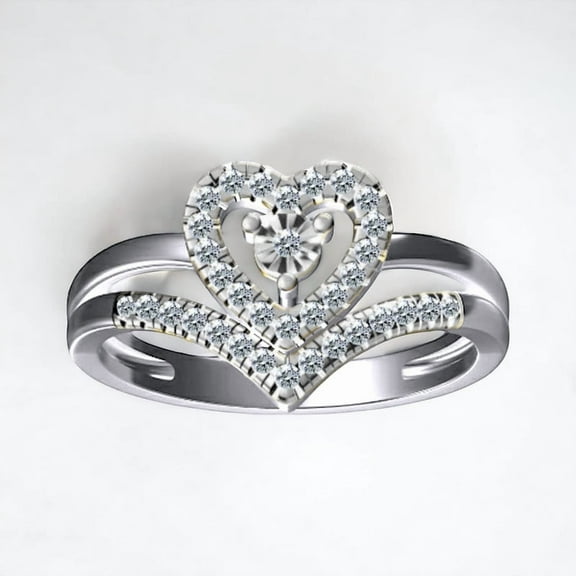 0.26ct Round Real Diamond 14k White Gold Plated Wedding Ring For Women