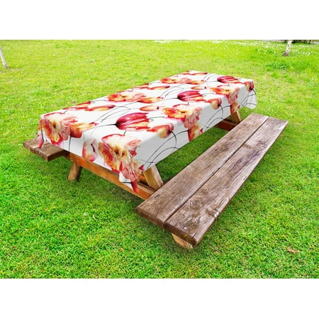 Large Outdoor Tablecloth Watercolor Flower Outdoor Tablecloth, Shaded Large Poppy and Tulip Flower Painting Spring Blooms Season, Decorative Washable Fabric Picnic Table Cloth, 58 X 84 Inches,Red White Orange, by Ambesonne ()