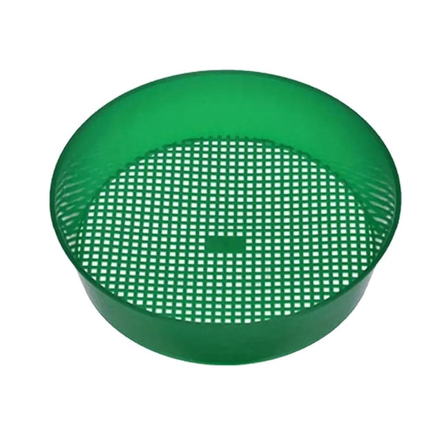 Green Plastic Round Garden Sieve Riddle Stone Sand Seedling Compost Mesh Sieve for Soil And Stone Fine Galvanized Screen for Efficient Soil Sifting And Planting Preparation, 8.19"*2.15" M5I3