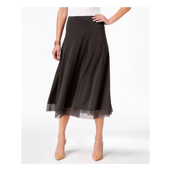 JM COLLECTION $50 Womens New 0167 Brown Circle Casual Skirt PL Petites B B