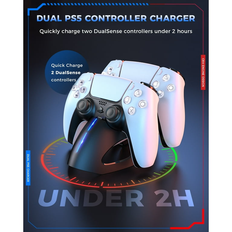  NexiGo Enhanced PS5 Controller Charger, Dual Charing Station  with LED Indicator, High Speed, Fast Charging Dock for Playstation 5  DualSense Controller, White : Video Games