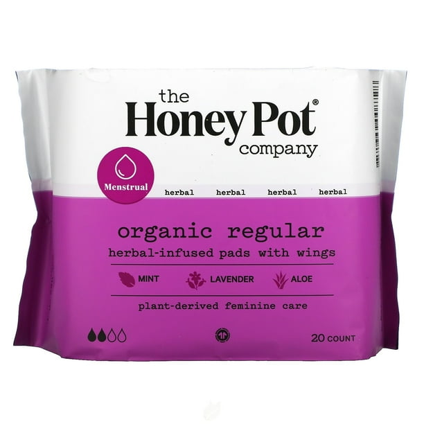 (2 Pack) The Honey Pot Company, Organic Regular HerbalInfused Pads