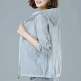 thumbnail image 4 of ManxiVoo Veste Imperméable pour Femmes avec Protection UV, Capuche, Coupe-Vent, Fermeture Éclair Ventilée pour Activités Extérieures, Taille TG, Gris, 4 of 9