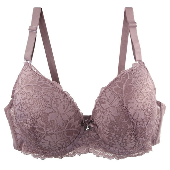 Karight Women's Lace Bras Push Up Solid Color Soft Everyday Padding Classic Underwire Lift Up Bra