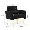 thumbnail image 4 of Modern Accent Leisure Chair ,Armchair With Metal Trim and Gold Legs, with 1 Waist Pillow,for living room,bedroom,Black, 4 of 9