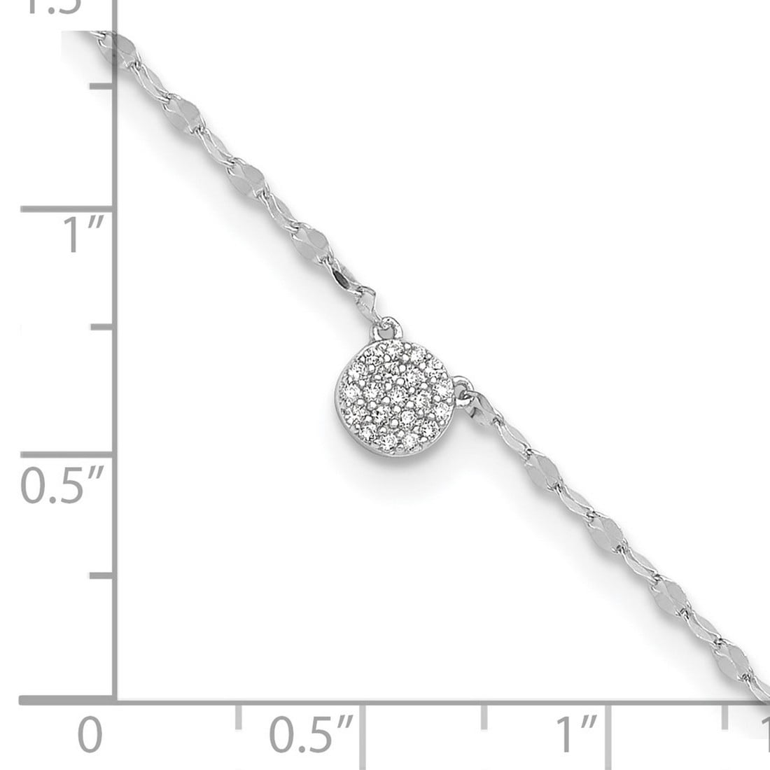 925 Sterling Silver Rhodium Plated Polished Cubic Zirconia Anklet 10 Inch 6.3mm Wide Anklet for Women