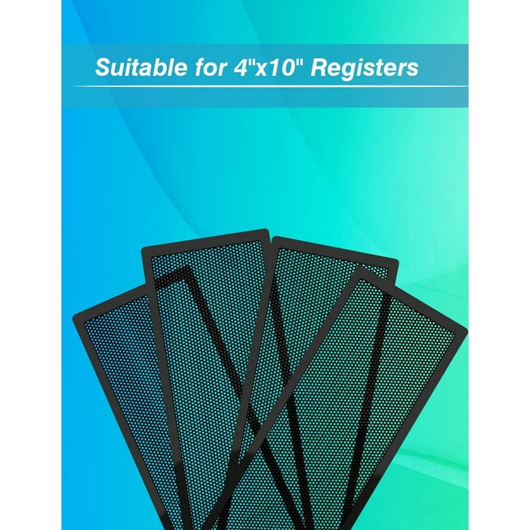 Floor Register Vent Cover 4x10, Air Vent Screen Cover Magnetic Vent  Covers for Ceiling Vent Register PVC Mesh Cover for Home Ceiling/Wall/Floor  Air Vent Filters (Black, 4 Pack, Φ0.8mm) 