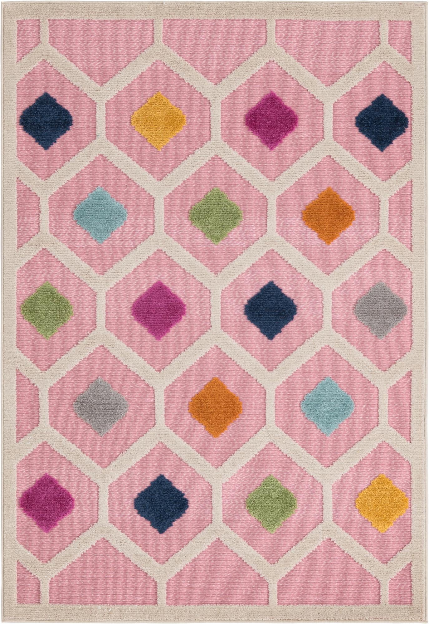 Aruba Outdoor Collection Rug 4' x 6' Pink LowPile Rug Perfect For Any Outdoor Space