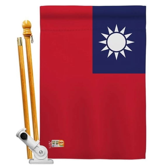 Americana Home & Garden AA-CY-HS-140228-IP-BO-D-US18-AG 28 x 40 in. Taiwan Flags of the World Nationality Impressions Decorative Vertical Double Sided House Flag Set & Pole Bracket Hardware Flag Set