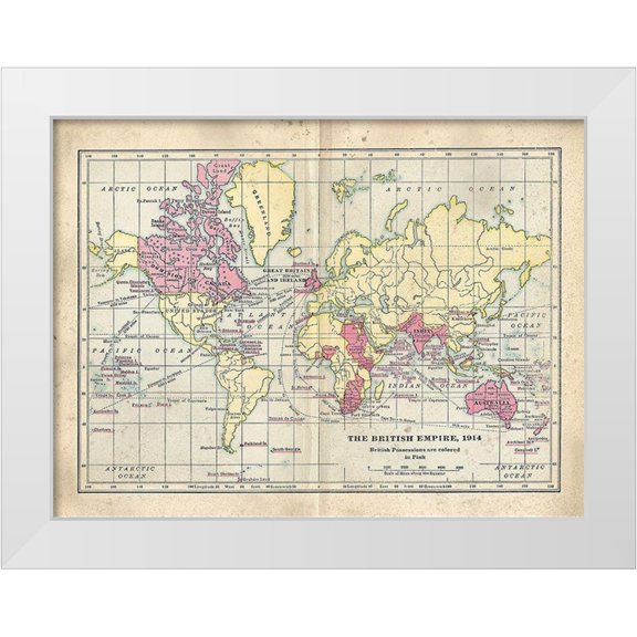 Murdock, Ramona 14x12 White Modern Wood Framed Museum Art Print Titled - Vintage British Empire Map