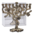 thumbnail image 3 of Ner Mitzvah, 8" Artistic Aluminum Candle Hannukah Menorah - Tree Of Life Design (Bronze), 3 of 5