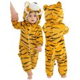 thumbnail image 2 of MICHLEY Unisex Infant Toddler Animal Flannel Hooded Romper Jumpsuit, Fall Winter Warm Soft One-Piece Onesie, Machine Washable, 0-3T, 2 of 7