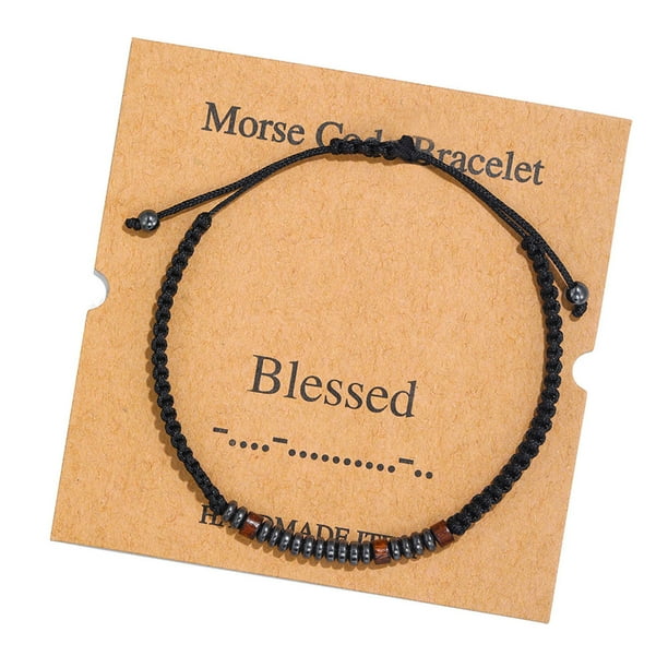 Código inspirador Pulseras Mensaje Joyas divertidas con cuentas de madera para regalos de cumpleaños Wmkox8yii fajkfhkj1002