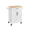 thumbnail image 1 of Carrito de Cocina Madera Carrito de Almacenamiento con Estante Ajustable Isla de Cocina con Clóset de Almacenamiento y Cajones para Comedor, Blanco, 1 of 4