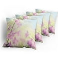 thumbnail image 5 of Ambesonne Floral Throw Pillow Cover 4 Pack, Larkspur Petals Summer, 20", Pale Green Pale Pink, 5 of 7