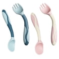 thumbnail image 1 of 2 Sets Baby Training Utensils Flexible Spoons and Forks Self Feeding Cutlery, 1 of 9