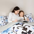 thumbnail image 4 of Homewish Vintage Damask Flowers Twin Comforter Sets,Bohemian Floral Bird Bedding Set,Blue,Light Gray Reversible,2-Piece,1 Comforter and 1 Pillowcase, 4 of 7