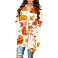 thumbnail image 2 of Women Open Front Cardigan Long Sleeve Pumpkin Ghost Maple Leaf Print Casual Lightweight Fall Outerwear, 2 of 7