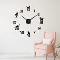 thumbnail image 2 of Big DIY Cat Wall Clock Modern Design Animal Large Clocks Personality Acrylic Mirror Wall Clock Home Decor(Black), 2 of 2