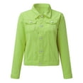 thumbnail image 4 of Baberdicy Lady Jacket Women's Basic Solid Color Button Down Denim Jacket Crop Jacket Coat Denim Coat Green, 4 of 6