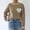 Khaki, variant on Womens Fall Sweaters Sevevn Women's Casual Solid Color Printing Round Neck Fashion Long Sleeved Pullover Sweater Top