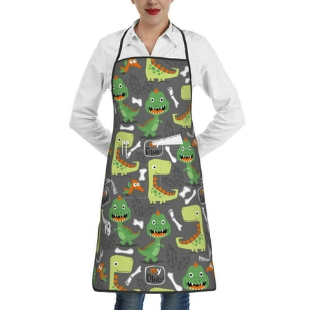 

Sikiie Cartoon Dinosaurs (2) Aprons for Kitchen Cooking Aprons Chef Apron for Men Women Chef