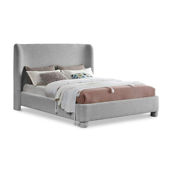 Meridian Furniture Penny Grey Boucle Fabric Full Bed